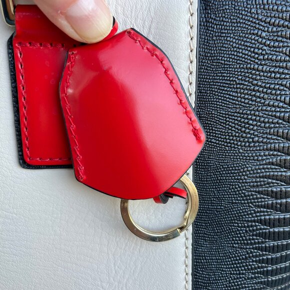 BCBGMaxAzria Red, Cream, and Black/DeepNave Calfskin Tote AMAZING CONDITION! - Picture 4 of 12